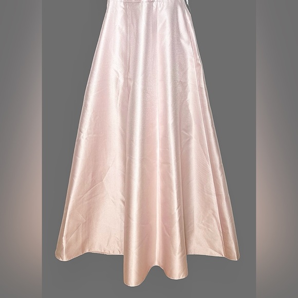 NWT Alfred Sung Halter A-Line Satin Maxi Dress, Ballet Pink, Pockets, Size 0R - Picture 7 of 13